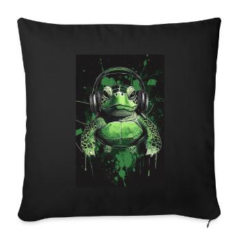 Turtle Headphones Headphones Music - Sofa pillowcase 17,3'' x 17,3'' (45 x 45 cm) - black - Front