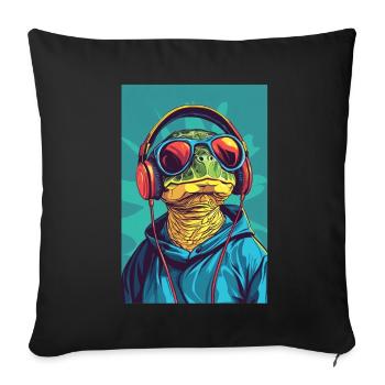 Turtle Headphones Headphones Music - Sofa pillowcase 17,3'' x 17,3'' (45 x 45 cm) - black - Front