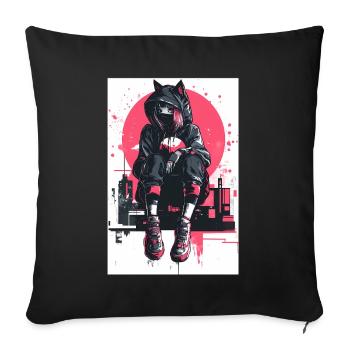 Otaku Streetwear Japan Cyberpunk Techwear Anime - Sofa pillowcase 17,3'' x 17,3'' (45 x 45 cm) - black - Front