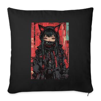 Otaku Streetwear Japan Cyberpunk Techwear Anime - Sofa pillowcase 17,3'' x 17,3'' (45 x 45 cm) - black - Front