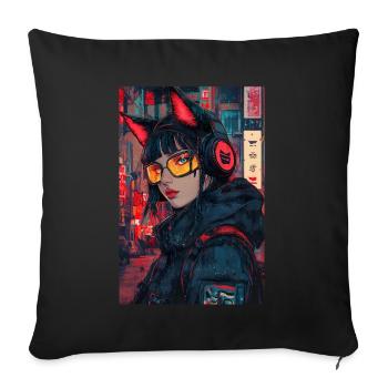 Otaku Streetwear Japan Cyberpunk Techwear Anime - Sofa pillowcase 17,3'' x 17,3'' (45 x 45 cm) - black - Front