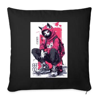 Otaku Streetwear Japan Cyberpunk Techwear Anime - Sofa pillowcase 17,3'' x 17,3'' (45 x 45 cm) - black - Front