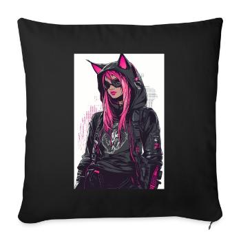 Otaku Streetwear Japan Cyberpunk Techwear Anime - Sofa pillowcase 17,3'' x 17,3'' (45 x 45 cm) - black - Front