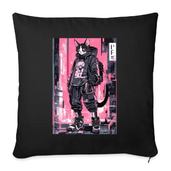 Otaku Streetwear Japan Cyberpunk Techwear Anime - Sofa pillowcase 17,3'' x 17,3'' (45 x 45 cm) - black - Front