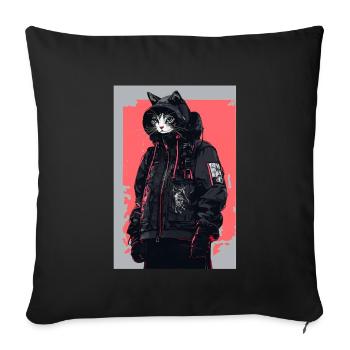 Otaku Streetwear Japan Cyberpunk Techwear Anime - Sofa pillowcase 17,3'' x 17,3'' (45 x 45 cm) - black - Front