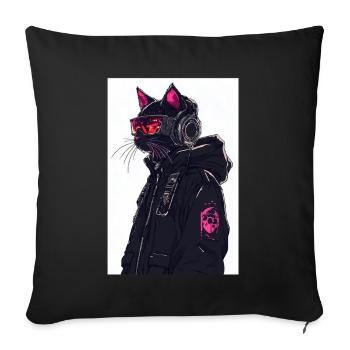 Otaku Streetwear Japan Cyberpunk Techwear Anime - Sofa pillowcase 17,3'' x 17,3'' (45 x 45 cm) - black - Front