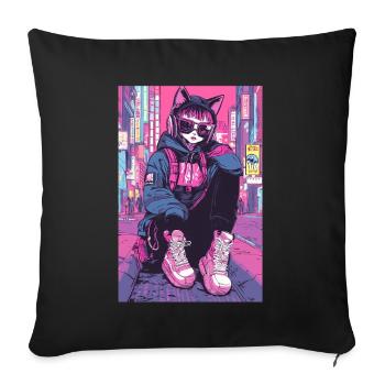 Otaku Streetwear Japan Cyberpunk Techwear Anime - Sofa pillowcase 17,3'' x 17,3'' (45 x 45 cm) - black - Front