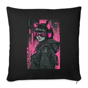 Otaku Streetwear Japan Cyberpunk Techwear Anime - Sofa pillowcase 17,3'' x 17,3'' (45 x 45 cm) - black - Front