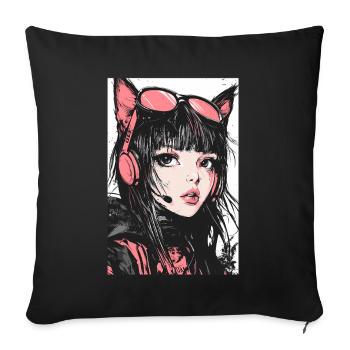 Otaku Streetwear Japan Cyberpunk Techwear Anime - Sofa pillowcase 17,3'' x 17,3'' (45 x 45 cm) - black - Front