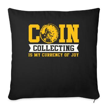 Old Coins New Adventures Numismatics - Sofa pillowcase 17,3'' x 17,3'' (45 x 45 cm) - black - Front