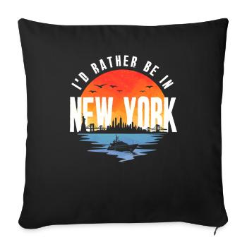 I'd Rather Be In New York Skyline Sunset - Sofa pillowcase 17,3'' x 17,3'' (45 x 45 cm) - black - Front