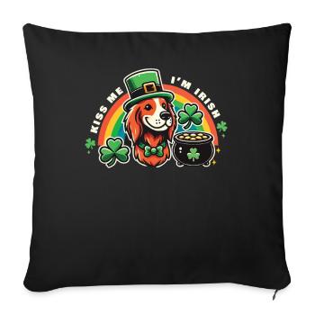 Embrasse-moi je suis un chien irlandais Fête de la Saint-Patrick - Housse de coussin décorative 45 x 45 cm - noir - Devant