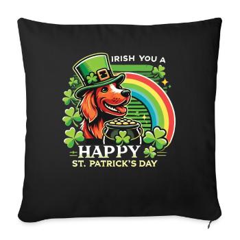 Joyeuse Saint-Patrick Chien Arc-en-ciel - Housse de coussin décorative 45 x 45 cm - noir - Devant