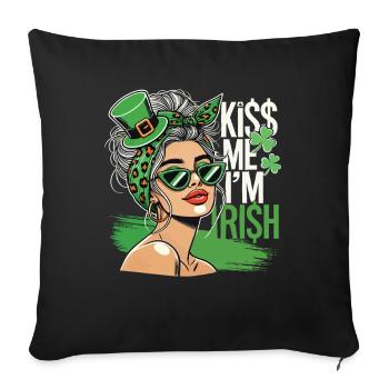 Embrasse-moi Je suis irlandais Motif de la fête de la Saint-Patrick - Housse de coussin décorative 45 x 45 cm - noir - Devant