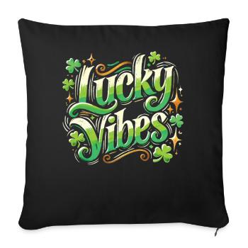 St. Patrick's Day Lucky Vibes Kleeblatt - Sofakissenbezug 45 x 45 cm - Schwarz - Vorne