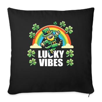St. Patrick's Day Happy Vibes Rainbow - Sofa pillowcase 17,3'' x 17,3'' (45 x 45 cm) - black - Front