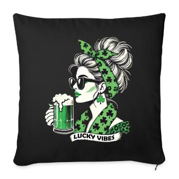 Happy Vibes St. Patrick's Day Woman - Sofa pillowcase 17,3'' x 17,3'' (45 x 45 cm) - black - Front