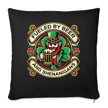 St. Patrick's Day: Powered by Beer - Sofa pillowcase 17,3'' x 17,3'' (45 x 45 cm) - black - Front