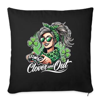 St. Patrick's Day Gamer Girl style clover and out - Sofa pillowcase 17,3'' x 17,3'' (45 x 45 cm) - black - Front