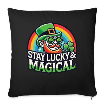 Restez heureux et magique le jour de la Saint-Patrick - Housse de coussin décorative 45 x 45 cm - noir - Devant