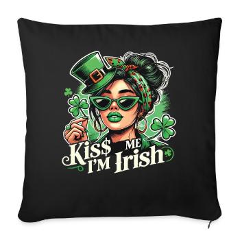 Breloque Kiss Me I’m Irish St. Patrick’s Day - Housse de coussin décorative 45 x 45 cm - noir - Devant