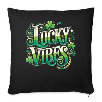 Saint-Patrick Lucky Vibes Design - Housse de coussin décorative 45 x 45 cm - noir - Devant