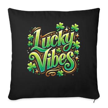 Happy vibes for St. Patrick's Day - Sofa pillowcase 17,3'' x 17,3'' (45 x 45 cm) - black - Front