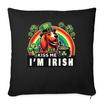 Embrasse-moi je suis un chien irlandais Fête de la Saint-Patrick - Housse de coussin décorative 45 x 45 cm - noir - Devant