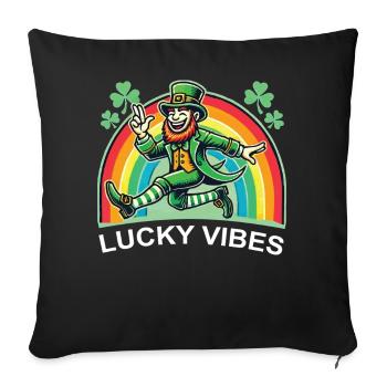 St. Patrick's Day Lucky Vibes Rainbow - Sofa pillowcase 17,3'' x 17,3'' (45 x 45 cm) - black - Front