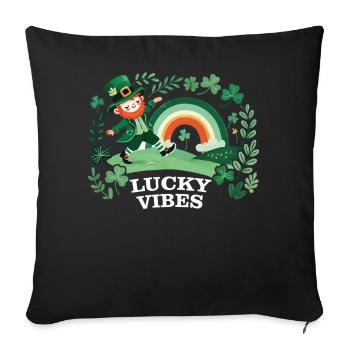 Saint-Patrick Lucky Vibes Arc-en-ciel - Housse de coussin décorative 45 x 45 cm - noir - Devant