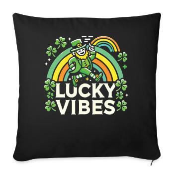 Saint-Patrick Lucky Vibes Arc-en-ciel - Housse de coussin décorative 45 x 45 cm - noir - Devant