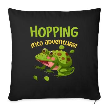 Hopping Into Adventure Frogs Nature Joy - Sofa pillowcase 17,3'' x 17,3'' (45 x 45 cm) - black - Front