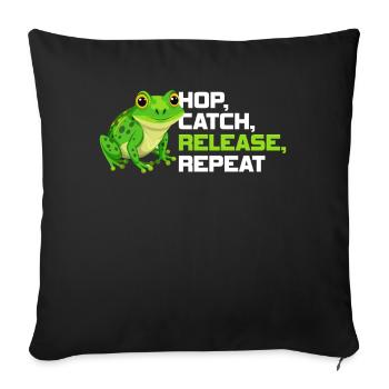 Hop Catch Release, Repeat Frog Humour - Housse de coussin décorative 45 x 45 cm - noir - Devant