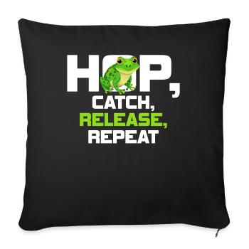 Hop Catch Release, Repeat Frog Humour - Housse de coussin décorative 45 x 45 cm - noir - Devant