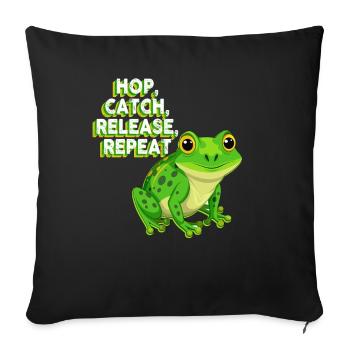 Hop Catch Release, Repeat Frog Humour - Housse de coussin décorative 45 x 45 cm - noir - Devant