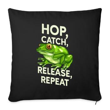 Hop Catch Release, Repeat Frog Humour - Housse de coussin décorative 45 x 45 cm - noir - Devant