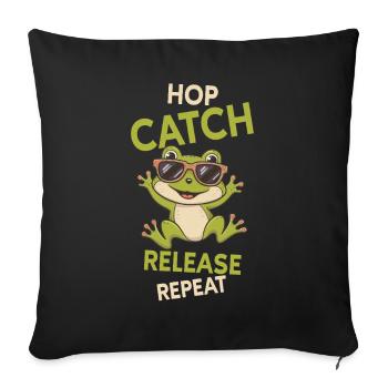 Hop Catch Release, Repeat Frog Humour - Housse de coussin décorative 45 x 45 cm - noir - Devant