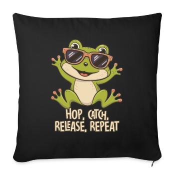 Hop Catch Release, Repeat Frog Humour - Housse de coussin décorative 45 x 45 cm - noir - Devant