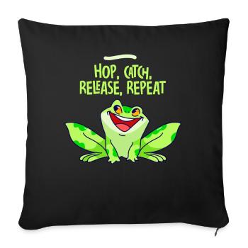 Hop Catch Release, Repeat Frog Humour - Housse de coussin décorative 45 x 45 cm - noir - Devant