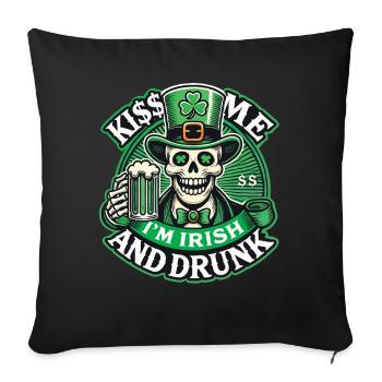 Saint-Patrick Embrasse-moi Je suis Irlandais - Housse de coussin décorative 45 x 45 cm - noir - Devant