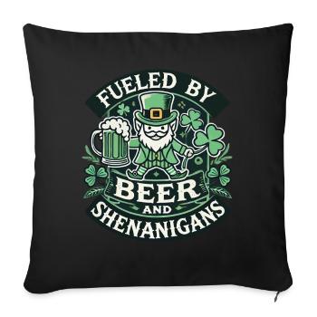 Powered by beer and shenanigans St. Patrick's - Sofa pillowcase 17,3'' x 17,3'' (45 x 45 cm) - black - Front