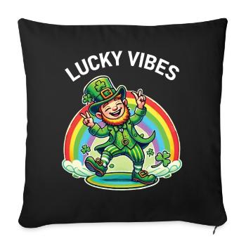 St. Patrick's Day Happy Vibes - Sofa pillowcase 17,3'' x 17,3'' (45 x 45 cm) - black - Front