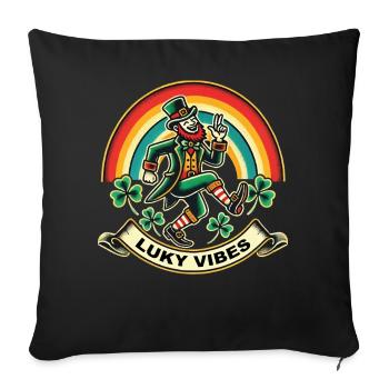 Luky Vibes for St. Patrick's Day - Sofa pillowcase 17,3'' x 17,3'' (45 x 45 cm) - black - Front