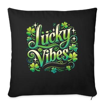 Saint-Patrick Lucky Vibes Design - Housse de coussin décorative 45 x 45 cm - noir - Devant