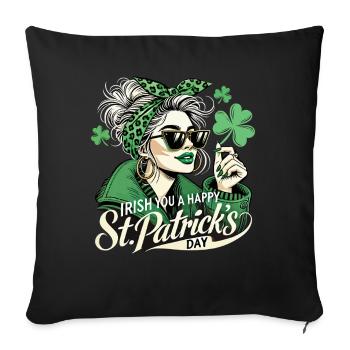 Style irlandais pour la Saint-Patrick - Housse de coussin décorative 45 x 45 cm - noir - Devant