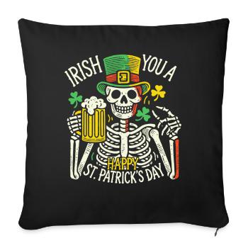 Joyeuse fête des squelettes de la Saint-Patrick - Housse de coussin décorative 45 x 45 cm - noir - Devant