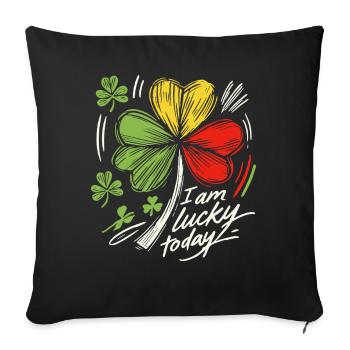 St. Patrick's Day Shamrock I Am Lucky Today - Sofa pillowcase 17,3'' x 17,3'' (45 x 45 cm) - black - Front