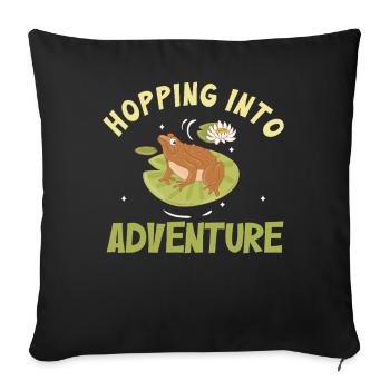 Hopping Into Adventure Frogs Nature Joy - Sofa pillowcase 17,3'' x 17,3'' (45 x 45 cm) - black - Front