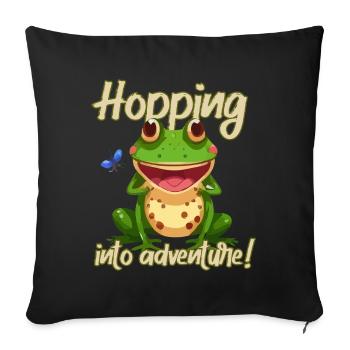 Hopping Into Adventure Frogs Nature Joy - Sofa pillowcase 17,3'' x 17,3'' (45 x 45 cm) - black - Front