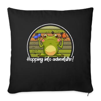 Hopping Into Adventure Frogs Nature Joy - Sofa pillowcase 17,3'' x 17,3'' (45 x 45 cm) - black - Front